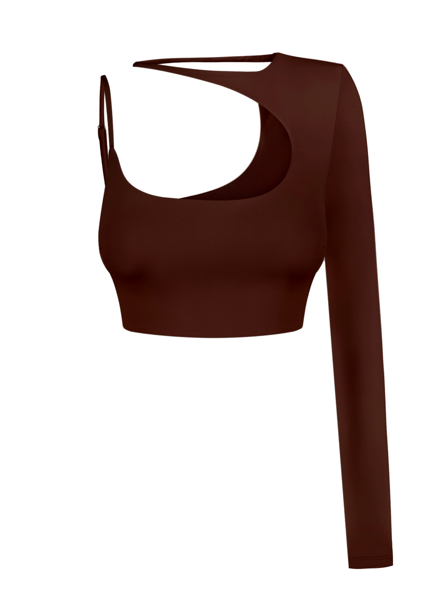 One Shoulder Longsleeve Balance Brown