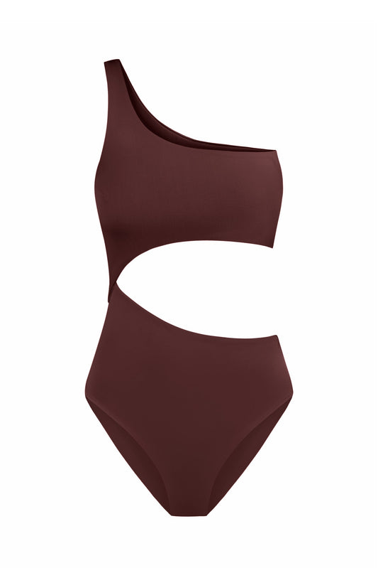 Оne-shoulder swimsuit Picasso Brown