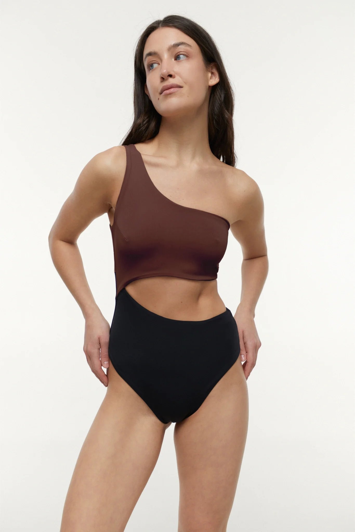 Оne-shoulder swimsuit Picasso Brown