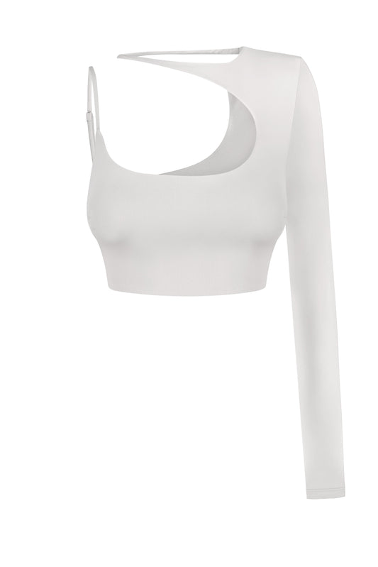 One Shoulder Longsleeve Balance White