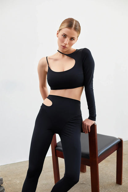 One Shoulder Longsleeve Balance Black